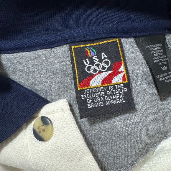 Vintage 90s USA Olympic Team JC Penney Sweatshirt M Striped Collared Pullover - Picture 3 of 4